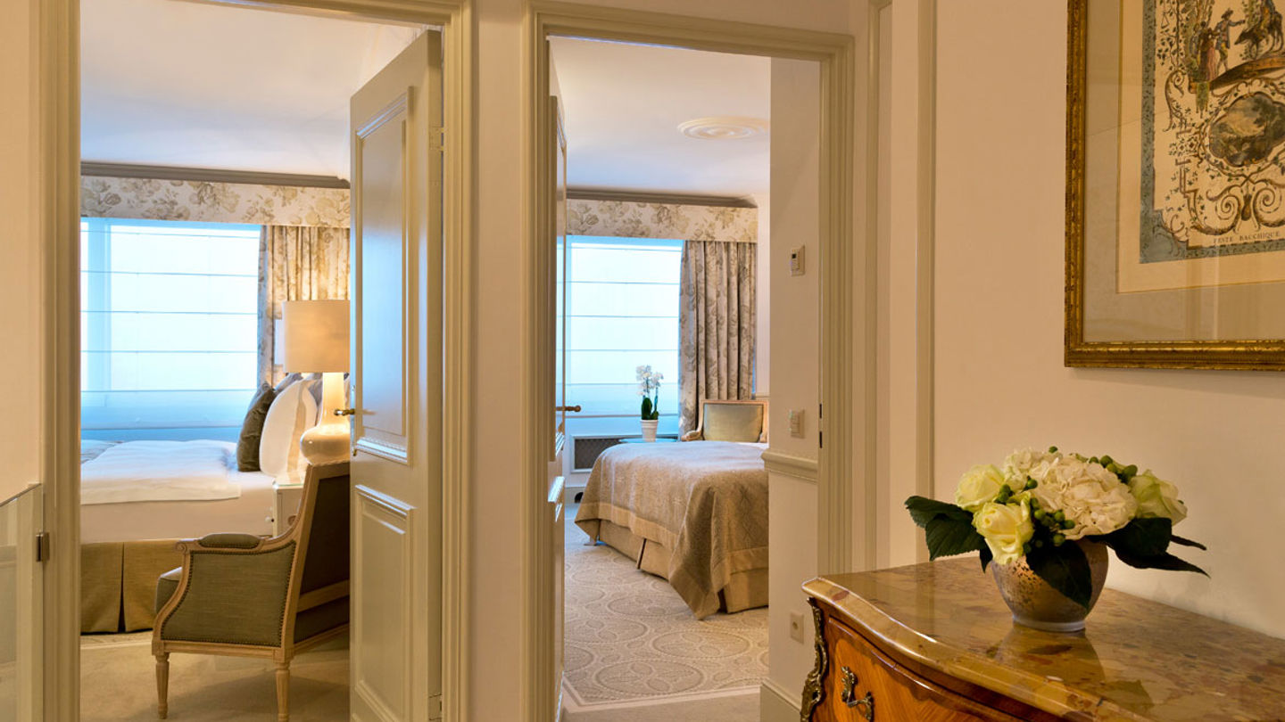 Bedrooms of the Duplex Suite at Beau-Rivage Palace in Lausanne
