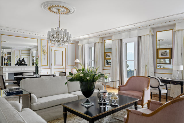 Living room of the Royal Suite at Beau-Rivage Palace in Lausanne