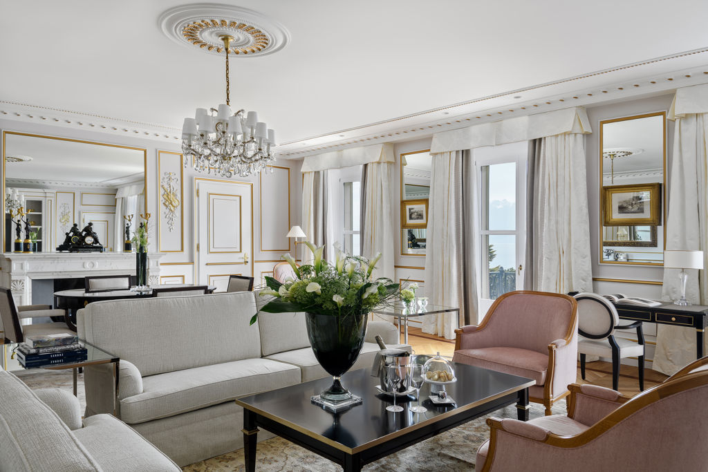 Living room of the Royal Suite at Beau-Rivage Palace in Lausanne