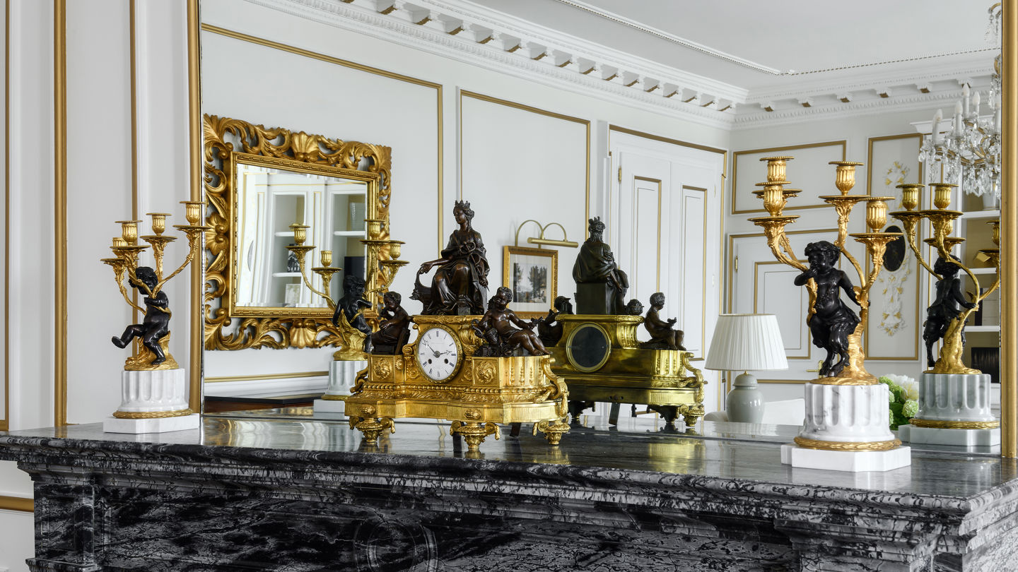Details of the living area of the Imperial Suite at Beau-Rivage Palace in Lausanne