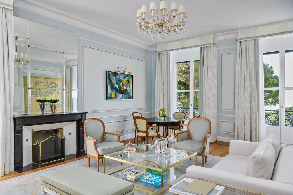 Living room of the Riviera Suite at Beau-Rivage Palace in Lausanne