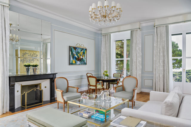 Living room of the Riviera Suite at Beau-Rivage Palace in Lausanne