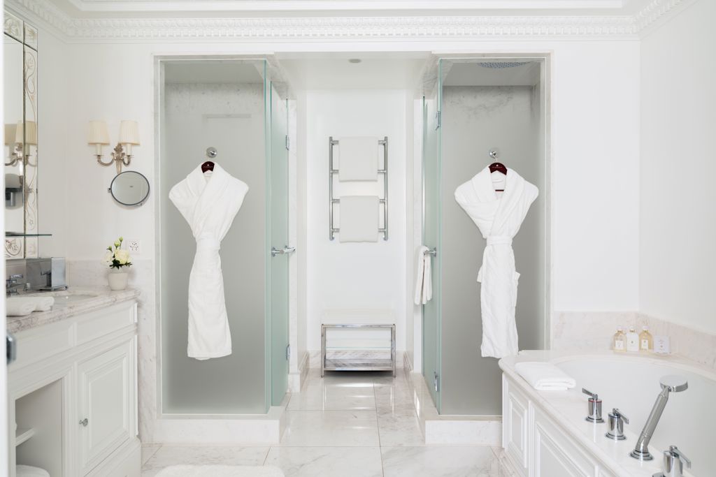 Luxury bathroom in the Panoramic Suite at Beau-Rivage Palace in Ouchy