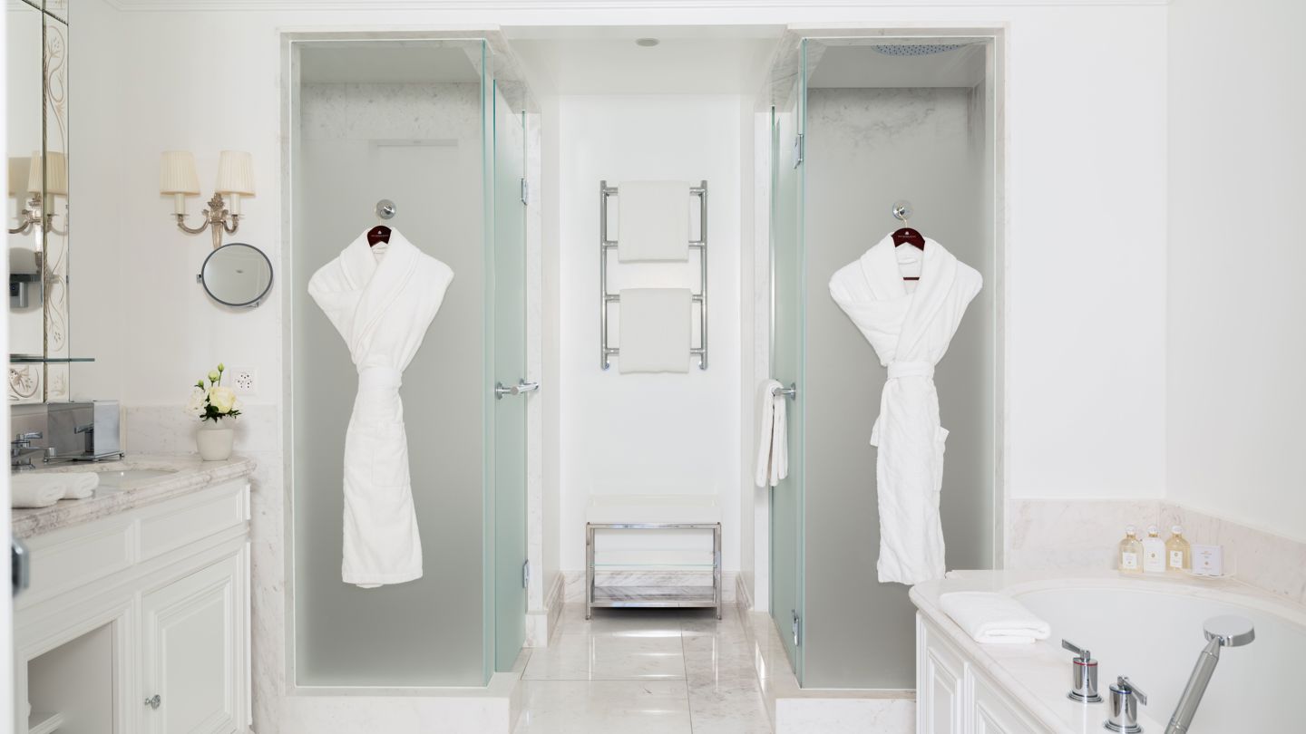 Luxury bathroom in the Panoramic Suite at Beau-Rivage Palace in Ouchy