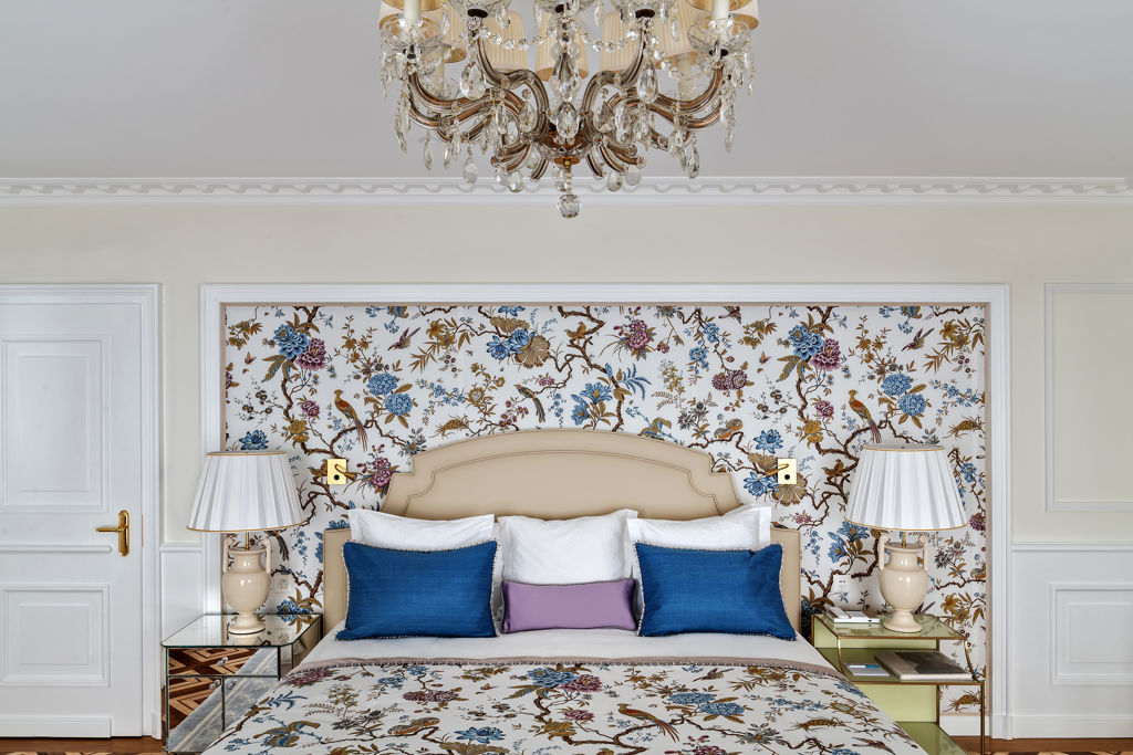 Master bedroom of the Malmaison Suite at Beau-Rivage Palace in Lausanne