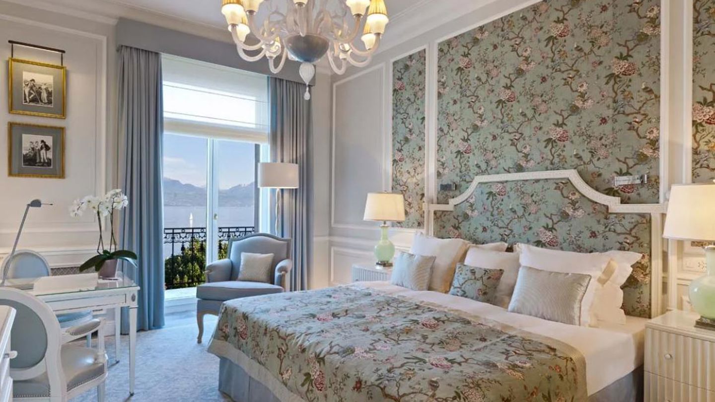Superior Lake and Alps View Room at Beau-Rivage Palace in Lausanne overlooking the lake and the Alps