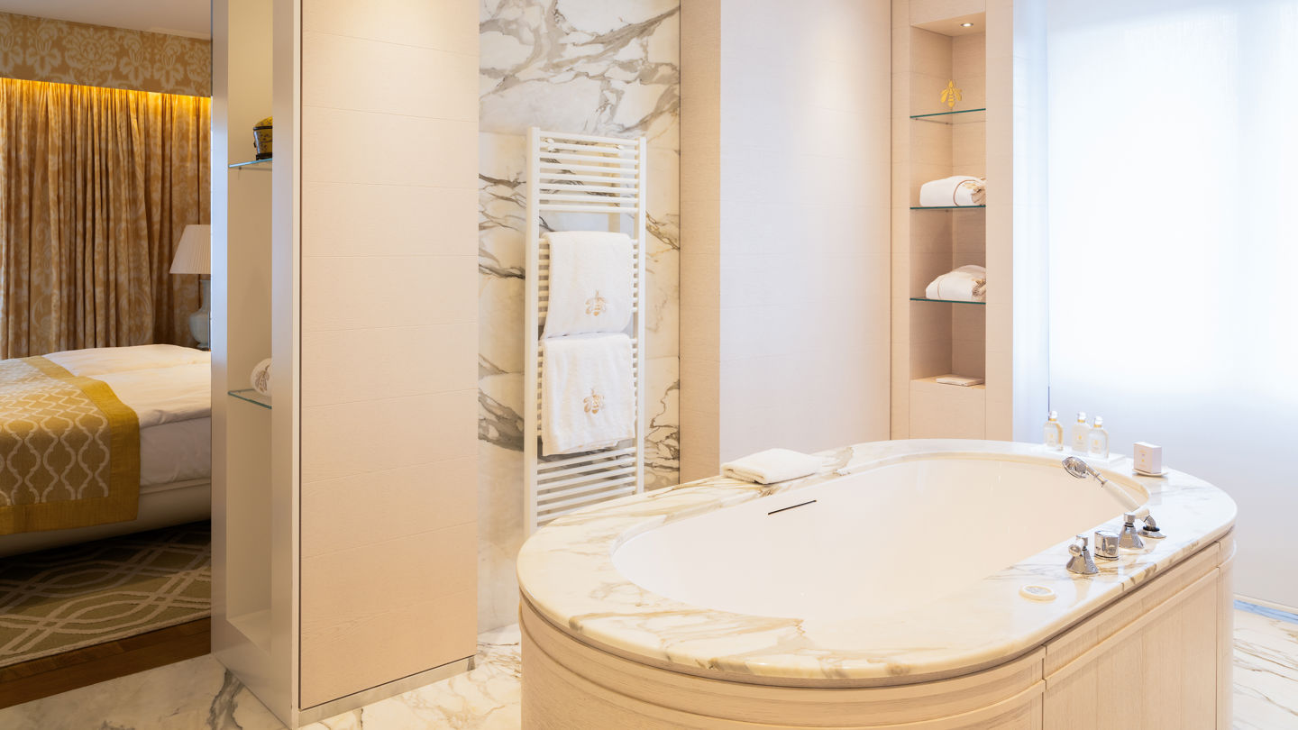 Bathroom of the Spa Suite at Beau-Rivage Palace in Lausanne