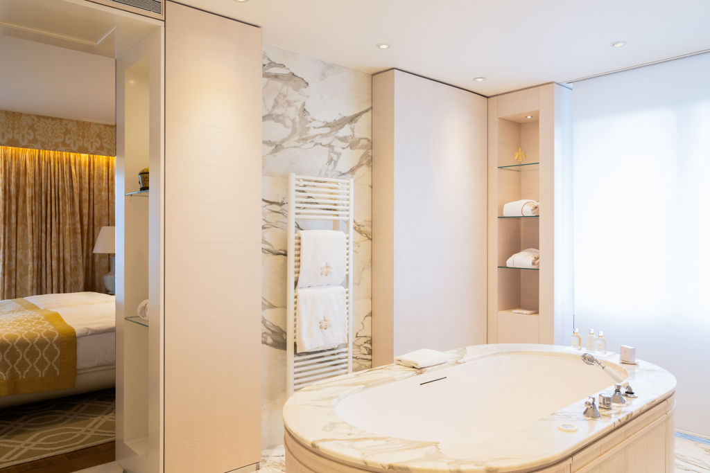 Bathroom of the Spa Suite at Beau-Rivage Palace in Lausanne
