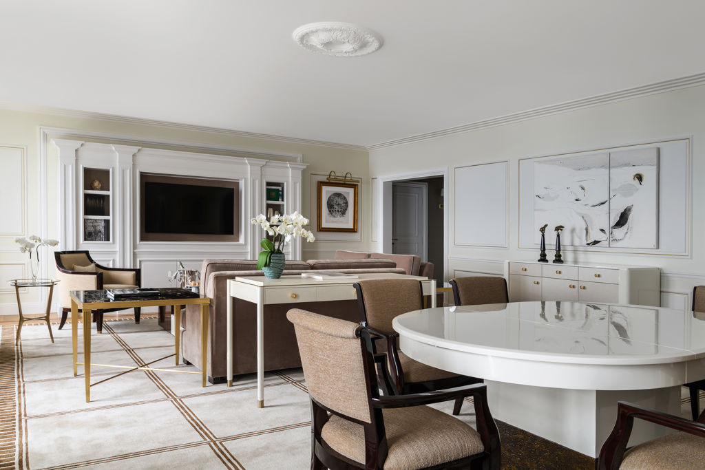 Living room of the Art Déco Suite at Beau-Rivage Palace in Lausanne