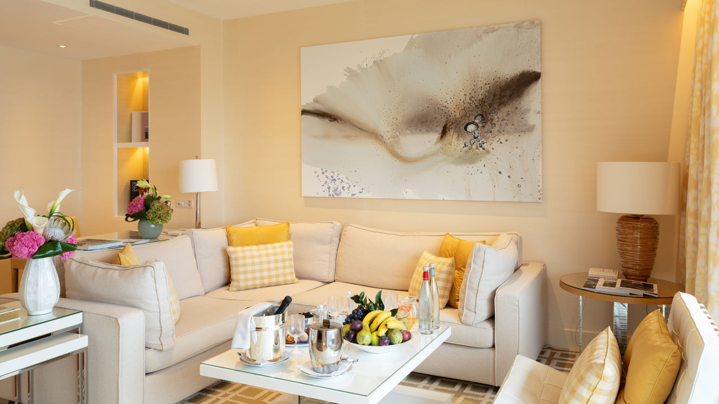 Living room of the Spa Suite at Beau-Rivage Palace in Lausanne