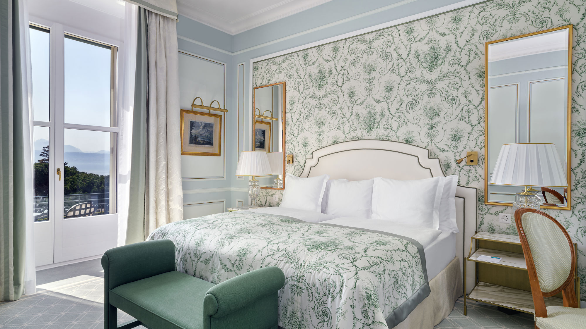 Bedroom of the Riviera Suite at Beau-Rivage Palace in Lausanne