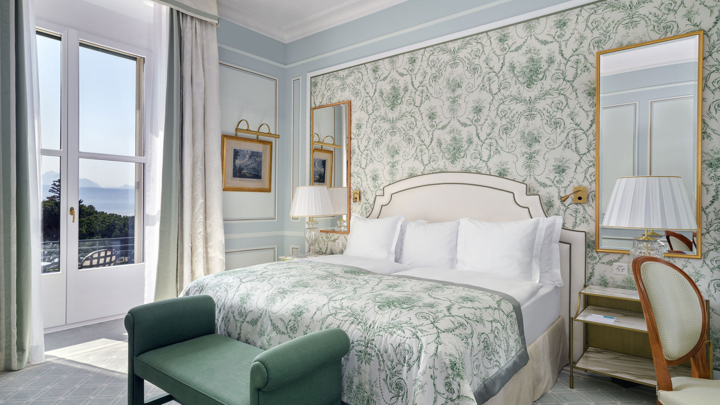 Bedroom of the Riviera Suite at Beau-Rivage Palace in Lausanne
