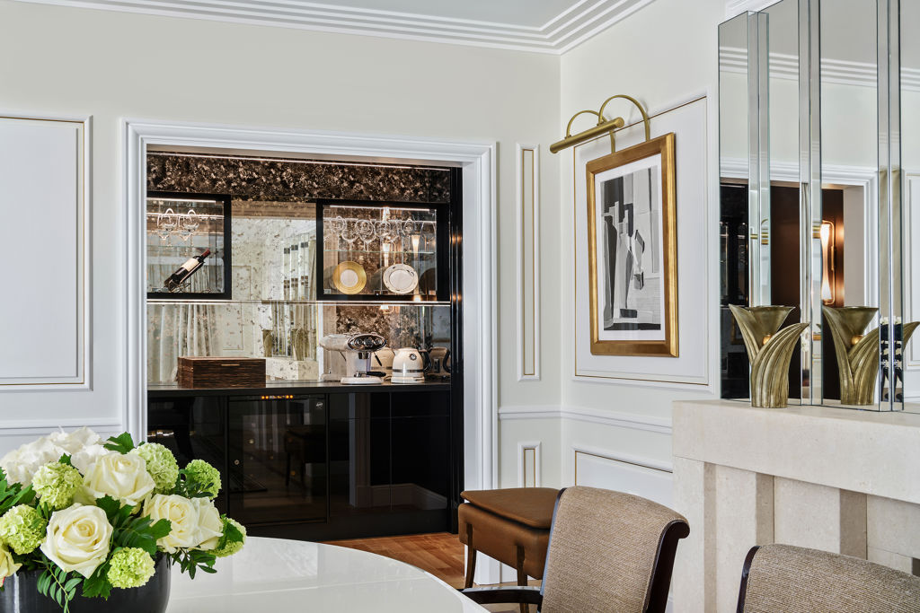 Details of the dining rooms of the Art Déco Suite at Beau-Rivage Palace in Ouchy