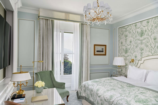 Superior Lake and Alps View Room at Beau-Rivage Palace in Lausanne overlooking the lake and the Alps