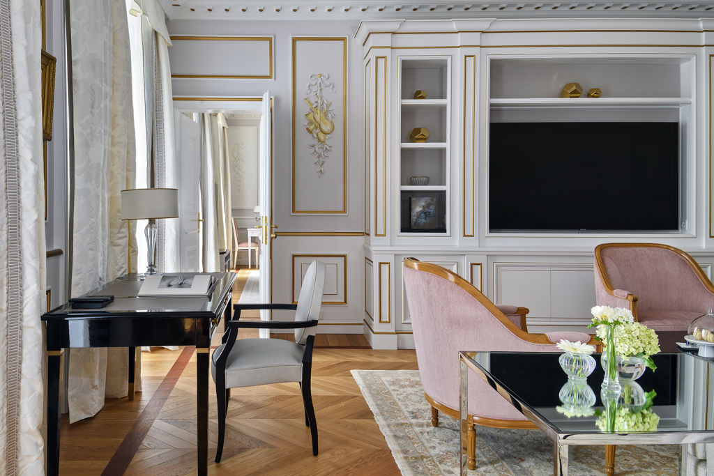 Details of the living room in the Royal Suite at Beau-Rivage Palace in Ouchy