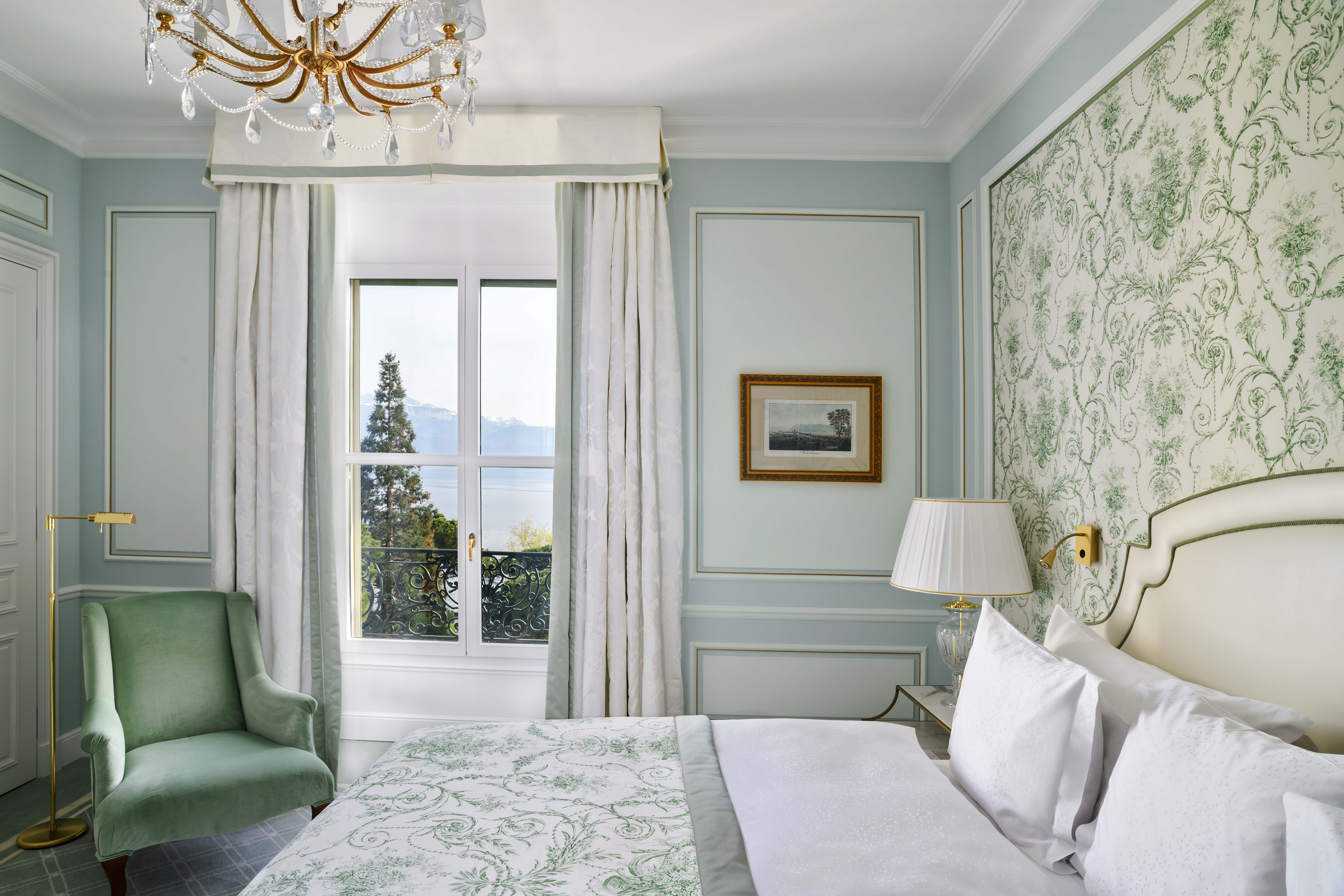 Superior Lake and Alps View Room at Beau-Rivage Palace in Lausanne overlooking the lake and the Alps