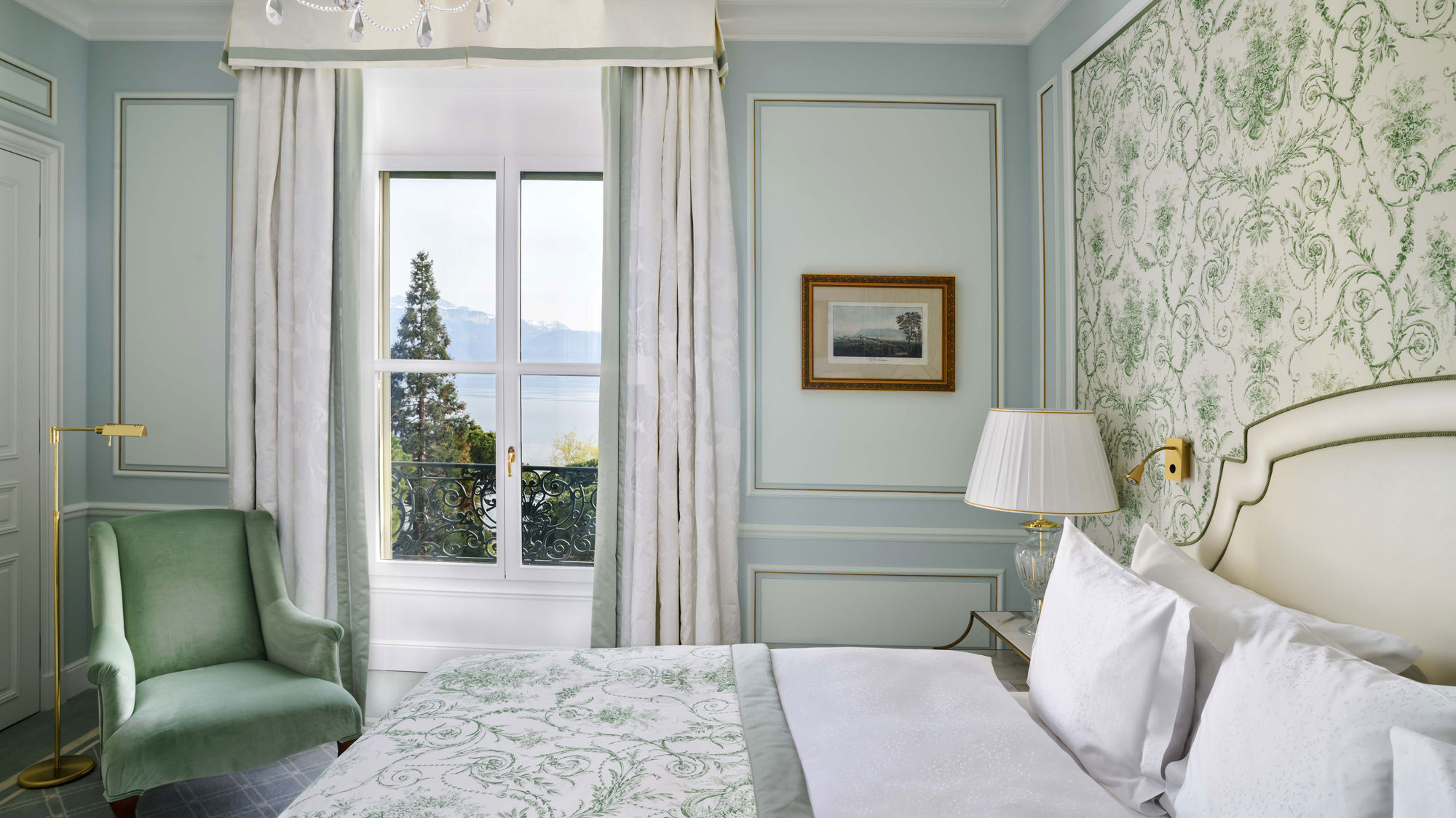 Superior Lake and Alps View Room at Beau-Rivage Palace in Lausanne overlooking the lake and the Alps
