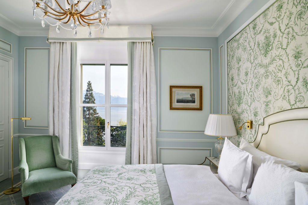 Superior Lake and Alps View Room at Beau-Rivage Palace in Lausanne overlooking the lake and the Alps