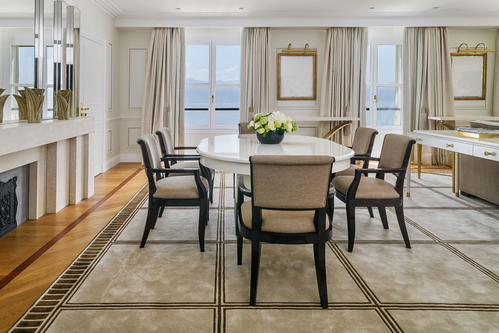 Dining rooms of the Art Déco Suite at Beau-Rivage Palace in Ouchy