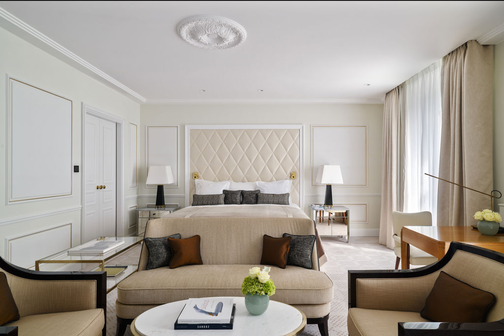 Bedroom of the Art Déco Suite at Beau-Rivage Palace in Ouchy