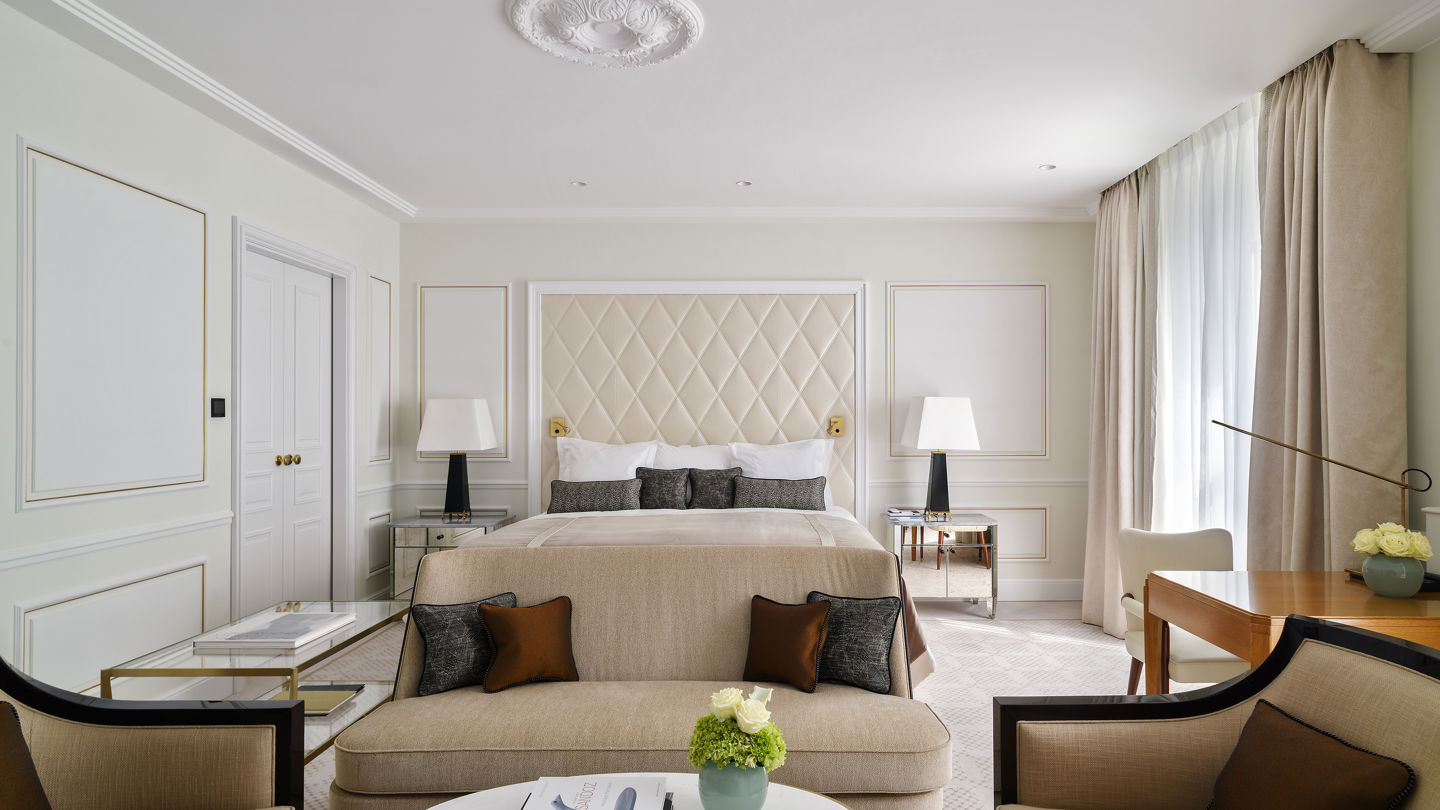 Bedroom of the Art Déco Suite at Beau-Rivage Palace in Ouchy